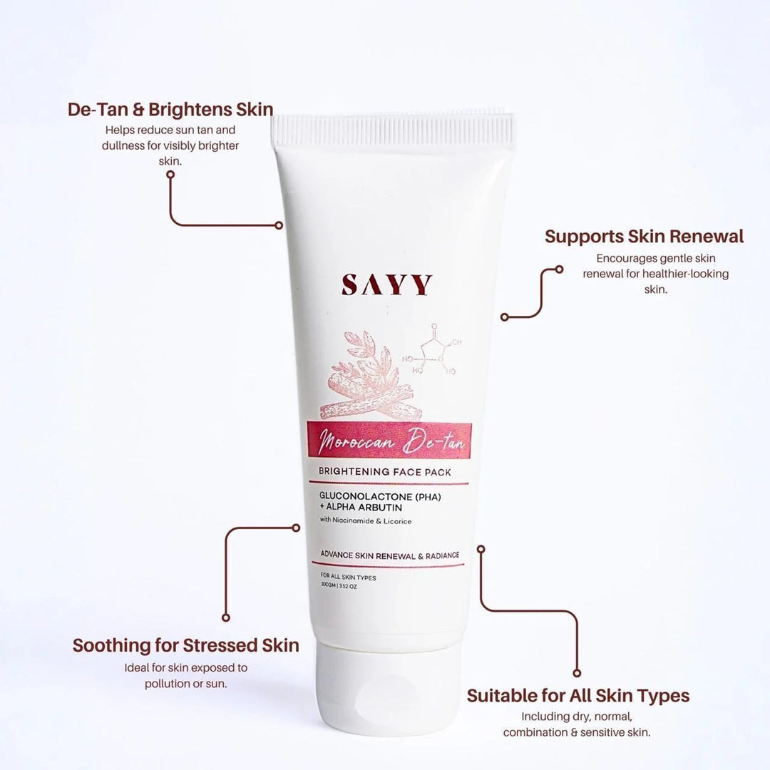 SAYY Moroccan De-tan Brightening face pack for Advance Skin Renewal & Radiance (100 g) PACK OF 5