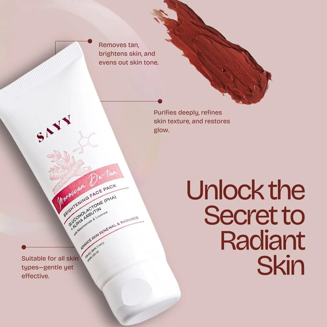 SAYY Moroccan De-tan Brightening face pack for Advance Skin Renewal & Radiance (100 g) PACK OF 5