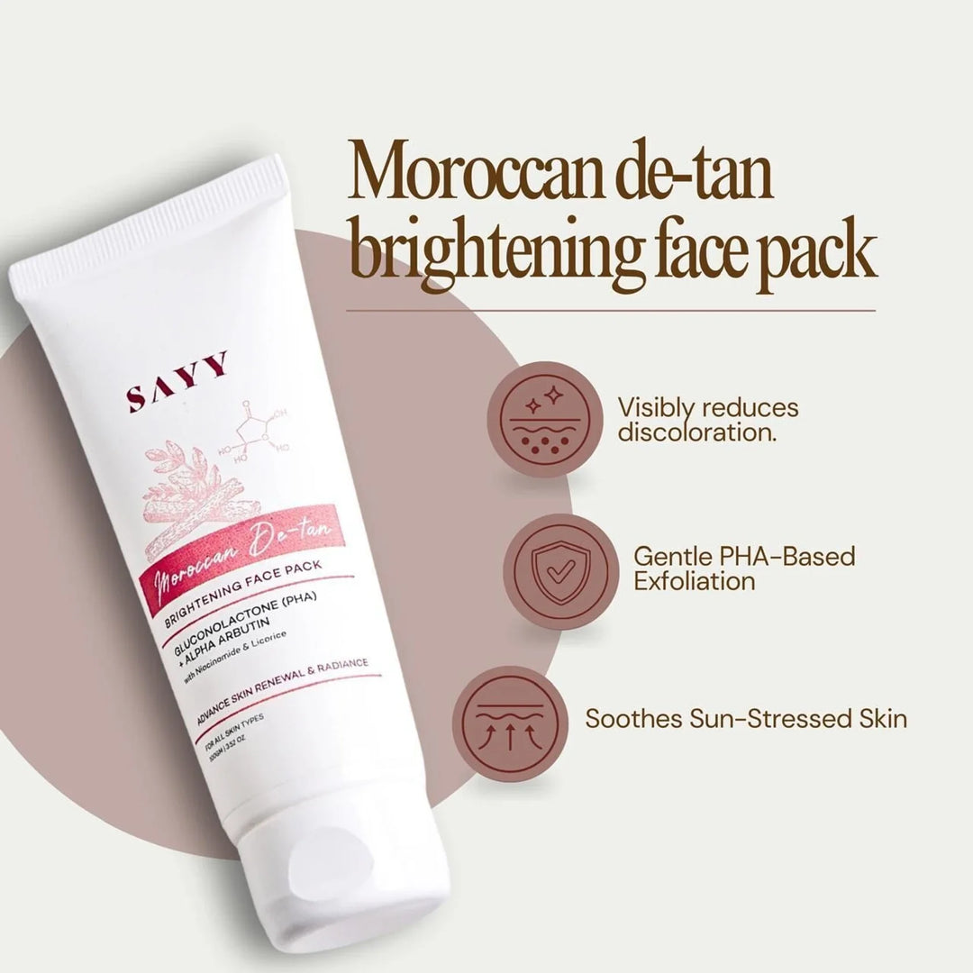 SAYY Moroccan De-tan Brightening face pack for Advance Skin Renewal & Radiance (100 g) PACK OF 5