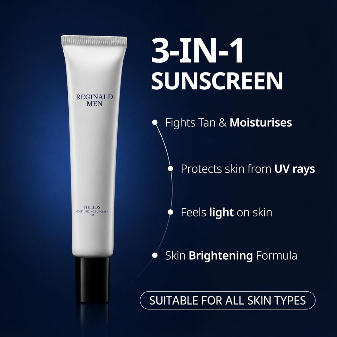 Reginald Men SPF 50+ PA++++ Sunscreen (100g) | In-Vivo Tested | Broad Spectrum UVA/UVB Protection | Brightening & Hydrating | Lightweight, Oil-Free & Non-Sticky | Daily Sun Protection for Men (PACK OF 4)