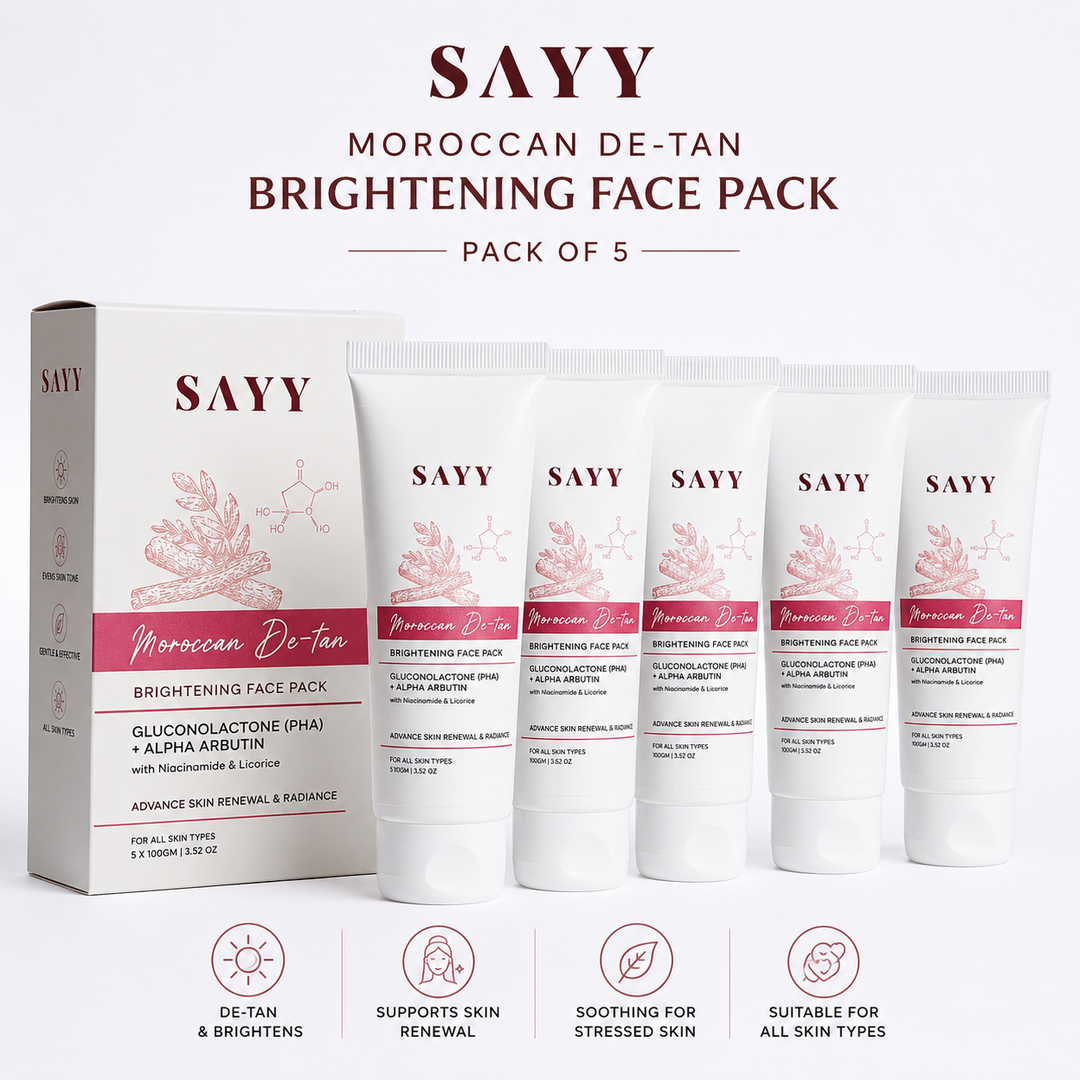 SAYY Moroccan De-tan Brightening face pack for Advance Skin Renewal & Radiance (100 g) PACK OF 5